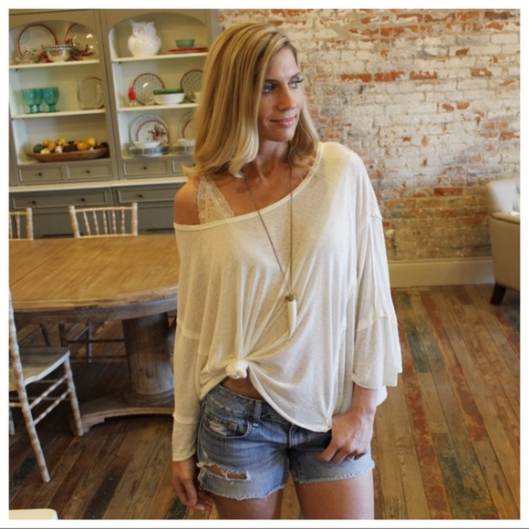 Infinity Raine Tops - LAST ONE! Oversized Slouch Distressed Raw Hem Top